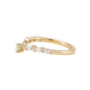 Bague de mariage minimaliste incurvée en or massif 14K 18K avec diamants de laboratoire marquise et ronds, cadeau romantique, bijoux de déclaration, vente en gros - Product Image 4