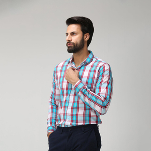 Camisa Casual a Cuadros para Hombre, Manga Larga, Cuello Clásico, 100% Algodón Popelina, Transpirable, para Primavera - Product Image 3