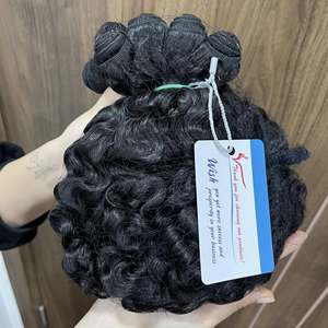Flash Sale Steam Fuzz Curly Weft Raw Hair Shining No <b>Tangle</b> No Shedding Ready To Ship Natural Black 100% Vietnamese Human Hair - Product Image 1