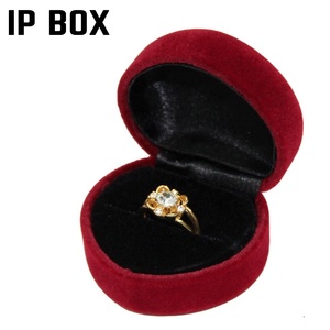 6201 Velvet Ring Box - Outside Burgundy Inside Black - custom printed logo - small size - inventory - MOQ 120pc - proposal