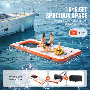 Piattaforma galleggiante gonfiabile 15x 6.5ft 4 * 6FT trampolino maglia piscina antiscivolo tappetino d'acqua portatile borsa staccabile scala per - Product Image 4