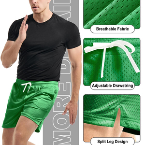 Shorts en maille respirants pour hommes, design classique, couleur unie personnalisable, très tendance, coupe régulière - Product Image 3