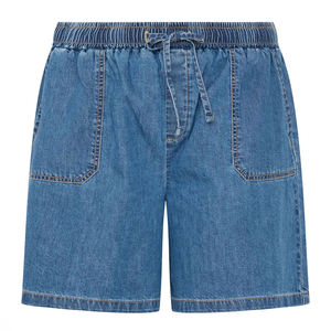 Shorts de Mezclilla de Cintura Alta para Hombre, Color Azul Sólido, Cintura Elástica, Casuales, de Secado Rápido, 180g, Transpirables, Tejido con Estampado Digital Personalizado - Product Image 4