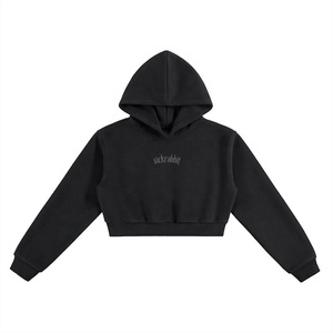 เสื้อครอปท็อปผู้หญิง ตัวอย่างฟรี รับผลิตแบบ OEM ขายส่ง เสื้อฮู้ดครอปแบบสวมหัว สั่งทำได้ตามต้องการ เสื้อฮู้ดครอปสำหรับผู้หญิง - Product Image 1