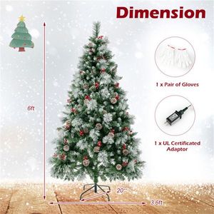 6ft Pre-Lit Christmas <b>Tree</b> <b>with</b> 55 Red Berries and 55 Pine Cones Changeable <b>Lights</b> Easy Setup for Home/Office/Parties - Product Image 2