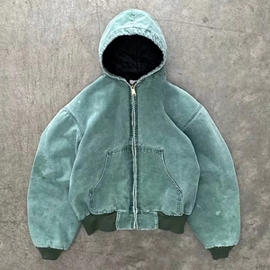 Sweat à capuche vintage délavé pour homme, coupe classique, en molleton de coton épais, avec poche, respirant, logo personnalisé - Product Image 4