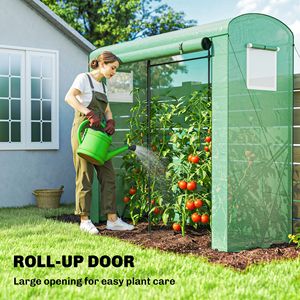Mini Invernadero Portátil con Puerta Enrollable y 2 Ventanas de Malla, Cubierta de PE, 78.7'' x 29.5'' x 74'', para Cultivo en Interiores - Product Image 6