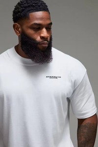 T-shirt homme à épaules tombantes, coupe ample, en coton épais, style vintage délavé, imprimé graphique, streetwear - Product Image 1