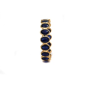 Wholesale 9K Solid Yellow Gold Oval Blue Sapphire Bezel Set Eternity Band <b>Ring</b> Women Fine Gemstone Stackable Anniversary Jewelry - Product Image 2