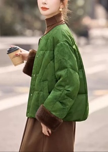 Chaqueta Acolchada EVER GLOW para Mujer, con Cuello Alto, Puños de Piel de Oveja Verde Transpirable, Cierre de Cremallera, para Invierno - Product Image 5