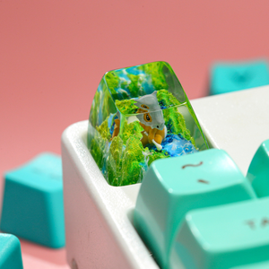 คีย์แคปช่างฝีมือแห่งป่าลึกลับ, คีย์แคปแบบกำหนดเอง, คีย์แคปอนิเมะน่ารัก, คีย์แคปสีเขียว, ชุดคีย์แคป, คีย์แคปไม้ - Product Image 5