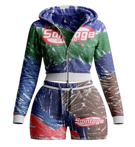 Conjunto Deportivo de Invierno Unisex de Dos Piezas, Estilo Hip Hop, 100% Algodón, con Parches, Sudadera con Capucha y Cierre de Cremallera, Ligero, Camiseta Larga - Product Image 6