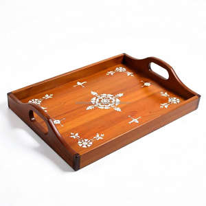 Bandeja de Servir de Madera Hecha a Mano de Primera Calidad con Incrustaciones de Nácar Pulido, Decoración Elegante para el Hogar, Vajilla, Regalos para Ramadán - Product Image 4