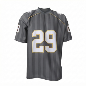 Maillot de football personnalisé gris foncé pour homme, 100 % polyester, tissu mesh, col en V, manches courtes, grande taille, uniforme d'équipe, joueur - Product Image 1