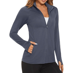 Plus Size 2XL Wholesale Zip Front Women Long Sleeve Fitness High Stretch Training <b>Workout</b> Athletic Sports Wear Yoga <b>Jacket</b> - Product Image 1