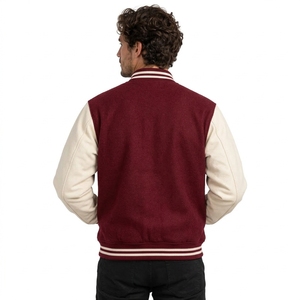 Veste universitaire pour homme, style classique universitaire, mélange de laine, manches style cuir, fermeture à boutons pression, coupe confortable, OEM - Product Image 2