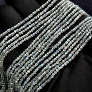 Natural Labradorite Faceted Rondelle <b>Beads</b> Blue Flashy Labradorite <b>Beads</b> For Jewelry Making Micro Faceted Wholesale Gemstone Bea - Product Image 4