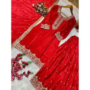 Conjunto de Traje de Fiesta para Mujer de Diseñador con Hermoso Dupatta y Pantalón - Product Image 6
