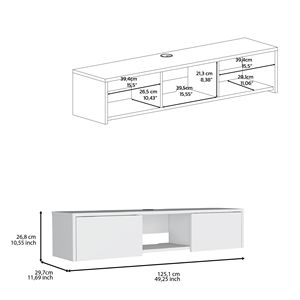 คอนโซลติดผนังพร้อมประตูสองบานขาตั้งทีวีแบบเลื่อนได้เงา - Product Image 4