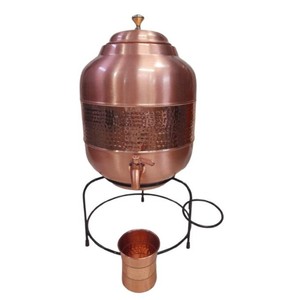 Classic Handcrafted Pure Copper Water Dispenser Vessel with Lid for Kitchen Dining <b>Table</b> and Office Use - Product Image 1