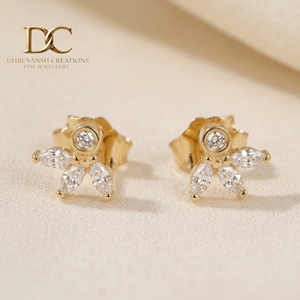 New Arrival 14KT Solid Gold IGI Certified Lab Grown Diamond <b>Stud</b> <b>Earring</b> Marquise Brilliant Cut Engagement Wedding Women Jewelry - Product Image 2