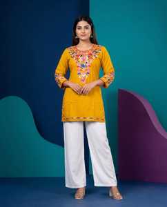 Conjunto de 2 Piezas Étnico Kashmiri de Calidad de Exportación, Estilo Palazzo, Rayón, Corte Holgado, Ropa de Fiesta para Mujer, Suministro al por Mayor, Fabricante - Product Image 3