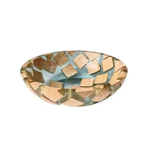 Teak Wood Multipurpose Bowl Oval Wooden <b>Decorative</b> <b>Plate</b> Handmade Gold Inlay Wabi Sabi Bohemian Polished Dishes & <b>Plates</b> - Product Image 1
