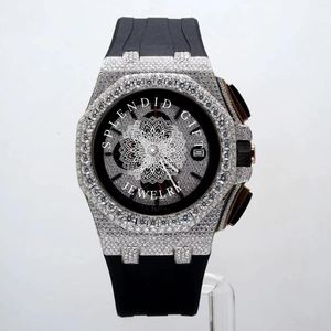 Reloj de Diamantes de Lujo, Regalo Espléndido, Esfera de Cristal de Zafiro, Movimiento de Cuarzo ETA, Caja de 28 mm, Correa de Moissanita Plateada, para Hombre - Product Image 3
