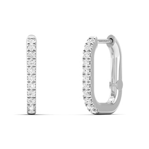 Pendientes de Aro Clásicos con Diamantes Cultivados en Laboratorio de Corte Redondo en Una Sola Hilera, en Oro de 10K, 14K, 18K, Plata de Ley 925 y 935, Joyería Fina - Product Image 2