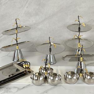 Bol de service double en argent de luxe avec poignée en forme de renne doré, élégant plateau à noix en métal pour la décoration de Noël à la maison - Product Image 4