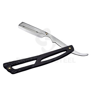 Professional Straight Edge Barber <b>Razor</b> with Stealth Matte Black Ventilated Handle and Stainless Steel Blade Holder - Product Image 6