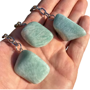 Llavero de cristal de alta calidad, llavero de amazonita pulida, llavero de piedra natural, regalos para mujeres, mayorista de llaveros - Product Image 4