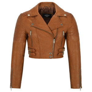 <b>Smart</b> Range <b>Women's</b> Pink genuine Leather Moto <b>Jacket</b> Full Sleeve Zipper Closure Spread Collar Short Length Autumn Style - Product Image 5
