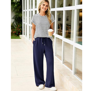 Women Spring Summer Two Piece Set Casual Top <b>Elastic</b> Waist Pants Lounge Wear Wholesale - Product Image 6