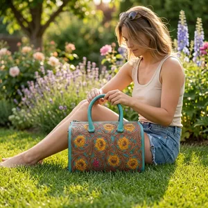 Genuine Leather Shoulder Bag Floral Women <b>Handbag</b> Zipper Purse Portable Daily Aesthetic Travel Bag - Product Image 6