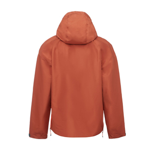 Chaqueta Anorak Colorblock para Hombre con Logotipo Personalizado al por Mayor, Naranja Óxido y Negro, con Capucha y Media Cremallera, Cortavientos, Fabricante OEM - Product Image 2