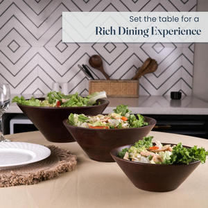 Lot de 3 bols à salade mignons en bois d'acacia, motif rond, sans danger pour la soupe de riz, trempettes, sauce glacée, fête à la maison, décoration - Product Image 5