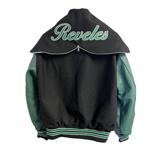 Veste universitaire d'hiver South Hills, couleur personnalisée, 100 % laine, broderie, design patchwork, col rabattable, coupe classique - Product Image 2