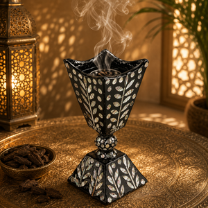 Handcrafted MOP Inlay Arabic Incense Burner Premium <b>Bakhoor</b> Holder <b>Oud</b> Charcoal Censer Ramadan Eid Gift Tabletop Home Decoration - Product Image 2