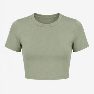 Camiseta Corta Holgada para Mujer, Informal, Transpirable, 100% Algodón, Ecológica, Proveedor OEM - Product Image 1