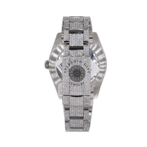 Splendide montre à diamants pour homme, 28 mm, analogique, quartz, bracelet en moissanite argentée, cadran en cristal saphir, mouvement ETA, cadeau de luxe - Product Image 5