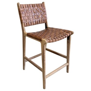 Tabourets trépieds en teck faits à la main avec sangles en cuir |   Vente en gros depuis l'Inde - Product Image 4