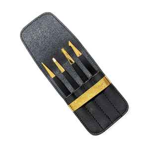 Pince à épiler pour sourcils en acier inoxydable noir de qualité supérieure avec embouts dorés, antistatique, légère, réutilisable, avec 2 ans de garantie - Product Image 4