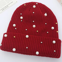 Bonnet unisexe pour adulte avec strass, tricoté à la main, style mignon pour l'hiver