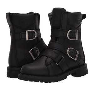 Unisex Black Leather Ankle Boot Waterproof Quick Dry Breathable with Side Zip and Chunky Sole Motorcycle Team - Product Image 2