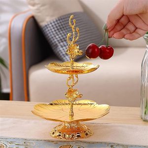 Plateaux de service dorés à 2 niveaux, créatifs, pour fruits, desserts, collations, plateau à double étage pour bonbons, pour la maison, les fêtes, les mariages - Product Image 2