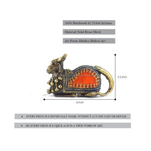 Statue de Nandi en laiton divin, artisanale, tendance, pour la maison ou le bureau, statue de Nandi assise sereine, art Dhokra, figurine maître - Product Image 3