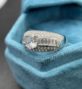 Handmade Men's Engagement and Anniversary Wedding <b>Ring</b> 925 Sterling Silver Rhodium Plated Baguette Accent Cluster <b>Ring</b> Gifts - Product Image 2