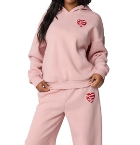 Sweat à capuche pour femme 2026 de haute qualité, coupe classique, couleur rose clair, pré-lavé, avec impression en relief, en polaire d'hiver, style streetwear tendance - Product Image 2
