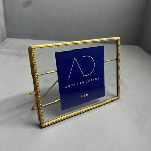 ARTISAN DESIGN Luxury Brass Metal Glass <b>Photo</b> <b>Frame</b> <b>7x5</b> inch Tabletop Picture <b>Frame</b> Decorative Desktop Display <b>Frame</b> Home Office - Product Image 2